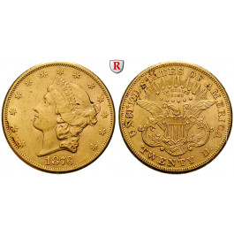 USA, 20 Dollars 1876, 30,09 g fein, ss-vz/f.vz
