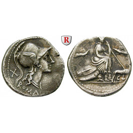 Römische Republik, Anonym, Denar 115-114 v.Chr., ss+