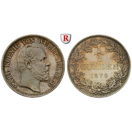 Württemberg, Herzogtum Württemberg (Kgr. ab 1806), Karl, 1/2 Gulden 1870, f.st