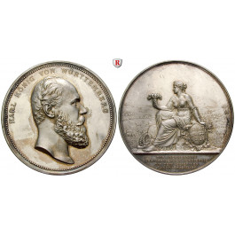 Württemberg, Herzogtum Württemberg (Kgr. ab 1806), Karl, Silbermedaille o.J. (1837-1857), f.st