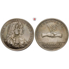 Württemberg, Herzogtum Württemberg (Kgr. ab 1806), Friedrich Karl, Silbermedaille 1682, ss+