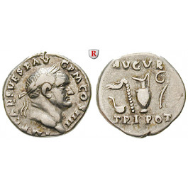 Römische Kaiserzeit, Vespasianus, Denar 72-73, ss+