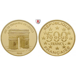 Frankreich, V. Republik, 500 Francs-70 Ecus 1993, 15,64 g fein, PP