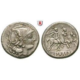 Römische Republik, Anonym, Denar nach 211 v.Chr., ss-vz