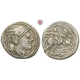 Römische Republik, Anonym, Denar 209-208 v.Chr., ss