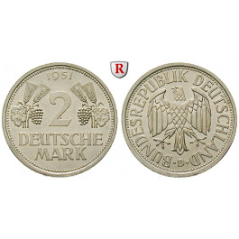 Bundesrepublik Deutschland, 2 DM 1951, Ähren, D, f.st, J. 386