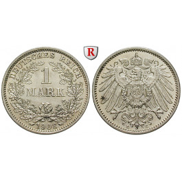 Deutsches Kaiserreich, 1 Mark 1908, E, vz-st, J. 17