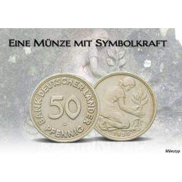 Bundesrepublik Deutschland, 50 Pfennig 1950, G, ss, J. 384