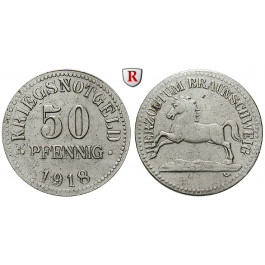 Nebengebiete, Herzogtum Braunschweig, 50 Pfennig 1918, f.st, J. N4