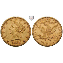 USA, 10 Dollars 1903, 15,05 g fein, ss