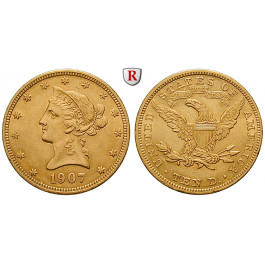 USA, 10 Dollars 1907, 15,05 g fein, ss+