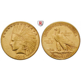 USA, 10 Dollars 1915, 15,05 g fein, ss-vz