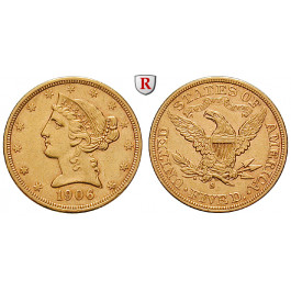 USA, 5 Dollars 1906, 7,52 g fein, ss