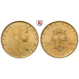 Vatikan, Pius XII., 100 Lire 1957, 4,68 g fein, st