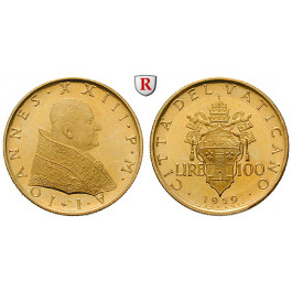 Vatikan, Johannes XXIII., 100 Lire 1959, 4,68 g fein, st