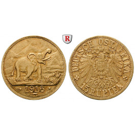 Nebengebiete, Deutsch-Ostafrika, 15 Rupien 1916, Tabora, f.vz, J. 728b