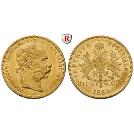 Österreich, Kaiserreich, Franz Joseph I., 8 Gulden 1883, 5,81 g fein, f.st