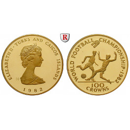 Turks und Caicos Inseln, Elisabeth II., 100 Crowns 1982, 5,83 g fein, PP