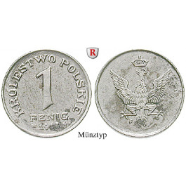 Nebengebiete, Geplantes Königreich Polen, 1 Fenig 1918, F, ss-vz, J. 604