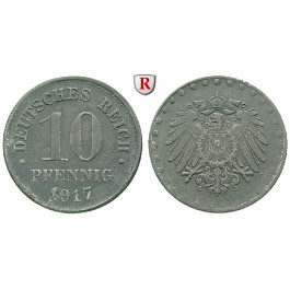 Erster Weltkrieg, 10 Pfennig 1917, ss, J. 298Z