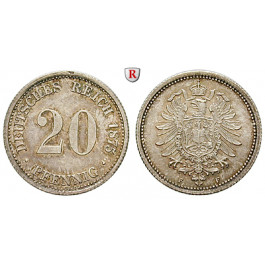 Deutsches Kaiserreich, 20 Pfennig 1875, F, st, J. 5