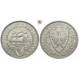 Weimarer Republik, 5 Reichsmark 1927, Bremerhaven, A, vz+, J. 326