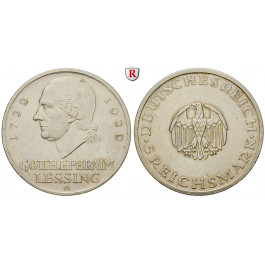 Weimarer Republik, 5 Reichsmark 1929, Lessing, G, ss, J. 336