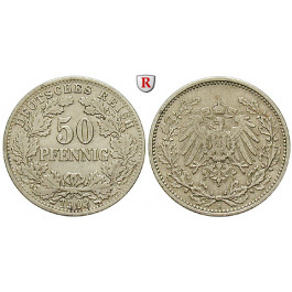 Deutsches Kaiserreich, 50 Pfennig 1903, A, ss, J. 15