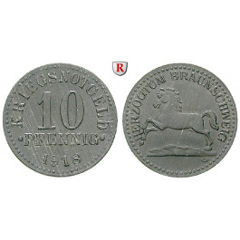 Nebengebiete, Herzogtum Braunschweig, 10 Pfennig 1918, vz+, J. N3b