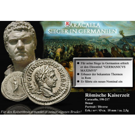 Römische Kaiserzeit, Caracalla, Denar 198-217 n.Chr., ss+