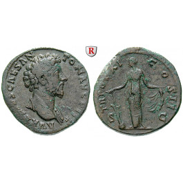 Römische Kaiserzeit, Marcus Aurelius, Caesar, Sesterz 156-157, ss+