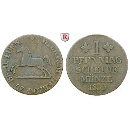 Braunschweig, Herzogtum Braunschweig, Wilhelm, Pfennig 1833, ss