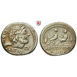 Römische Republik, L. Calpurnius Piso/Q. Servilius Caepio, Denar 100 v.Chr., ss+