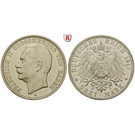 Deutsches Kaiserreich, Baden, Friedrich II., 3 Mark 1915, G, vz-st, J. 39
