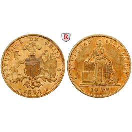 Chile, Republik, 10 Pesos 1878, 13,73 g fein, vz