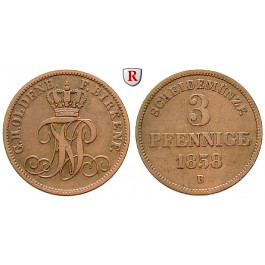 Oldenburg, Nicolaus Friedrich Peter, 3 Pfennig 1858, ss