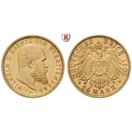 Deutsches Kaiserreich, Württemberg, Wilhelm II., 10 Mark 1905, F, f.st, J. 295