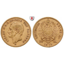 Deutsches Kaiserreich, Sachsen, Johann, 20 Mark 1872, E, ss, J. 258