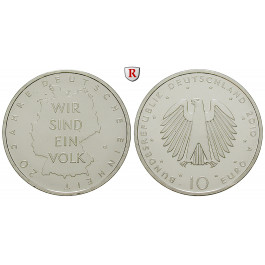 Bundesrepublik Deutschland, 10 Euro 2010, 20 Jahre Deutsche Einheit, A, bfr.