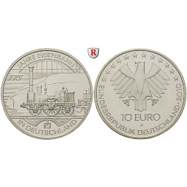 Bundesrepublik Deutschland, 10 Euro 2010, 175 Jahre Eisenbahn, D, PP