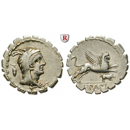 Römische Republik, L. Papius, Denar, serratus 79 v.Chr., f.vz