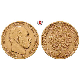 Deutsches Kaiserreich, Preussen, Wilhelm I., 10 Mark 1879, C, ss, J. 245