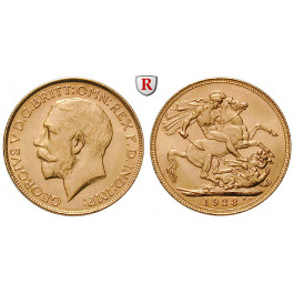 Australien, George V., Sovereign 1911-1926, 7,32 g fein, ss-vz
