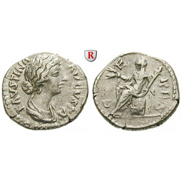 Römische Kaiserzeit, Faustina II., Frau des Marcus Aurelius, Denar 145-161, ss