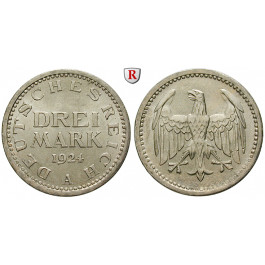 Weimarer Republik, 3 Mark 1924, Kursmünze, A, vz-st, J. 312
