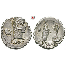 Römische Republik, L. Roscius Fabatus, Denar, serratus 64 v.Chr., vz+