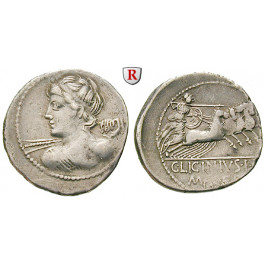 Römische Republik, C. Licinius Macer, Denar 84 v.Chr., ss+