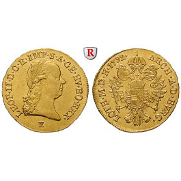 Römisch Deutsches Reich, Leopold II., Dukat 1792, 3,43 g fein, vz