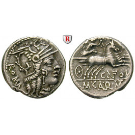 Römische Republik, M. Calidius, Metellus Nepos, Cn. Fulvius, Denar 117-116 v.Chr., ss+
