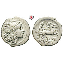 Römische Republik, Furius Purpurio, Denar 169-158 v.Chr., ss